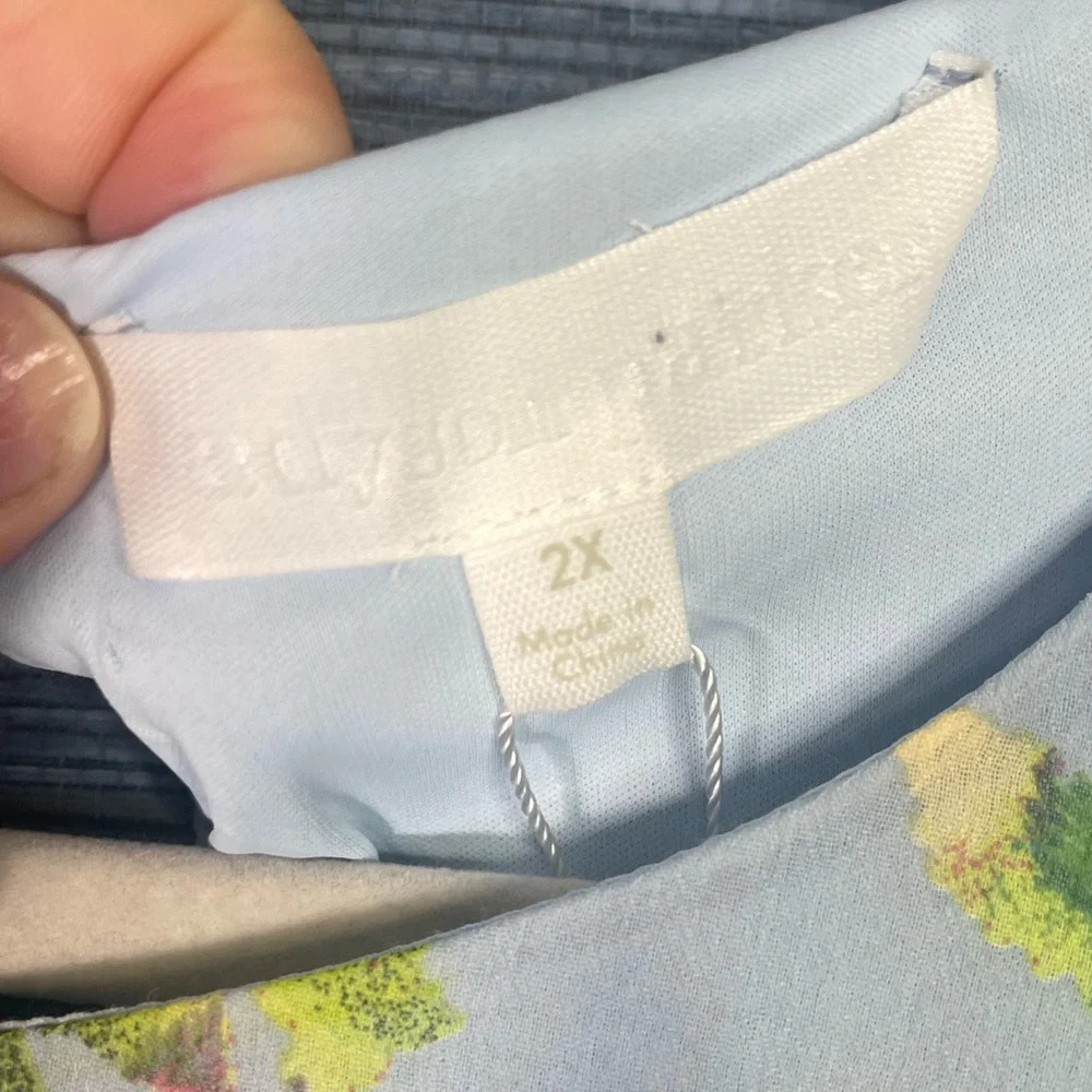 Adyson Parker Women's Floral MIDI Dress Sheer Lined Size 2X Blue Yellow NWT - Picture 2 of 7